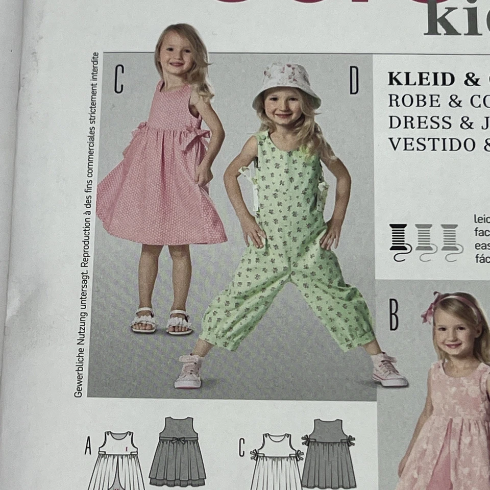 BURDA KIDS 9460 GIRLS DRESS & JUMPSUIT Sewing Pattern Ages 2 - 6  Skill: EASY - Image 3 of 4