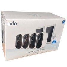 Arlo 2K Essential Outdoor Camera 2nd Gen, 4 Cameras and 2 Solar Panels, White