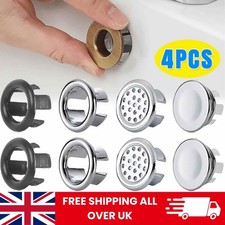 1/2/4Pcs Bathroom Basin Sink Overflow Ring Chrome Hole Cover Cap Inserts,Round 