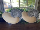 PAIR OF HEAVY CAST BOUTIQUE ALUMINIUM NAUTILUS SEA SHELL SERVING PLATTERS DISH.