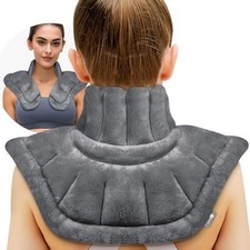 Microwave Heating Pad for Neck and Shoulders, Weighted Microwavable Wrap, Gray