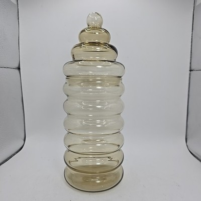 VTG Holmegaard Primula Bee Hive Apocathary Jar Jacob Bang Smokey Glass 10.25 In