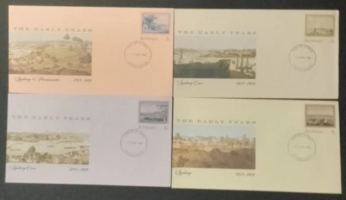 Australia 1988. The Early Years. Four Pre Stamped Envelopes. First Day Covers.