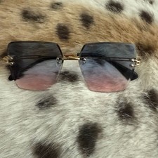 New Rimless Square Gradient Lens Fashion Sung...