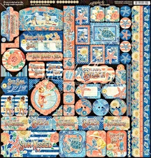 *RETIRED* Graphic45 SUN KISSED 12x12 Cardstock Sticker Sheet scrapbooking