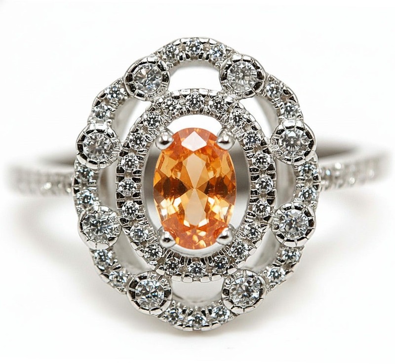 2CT  Padparadscha 925 Sterling Silver Ring Sz 9
