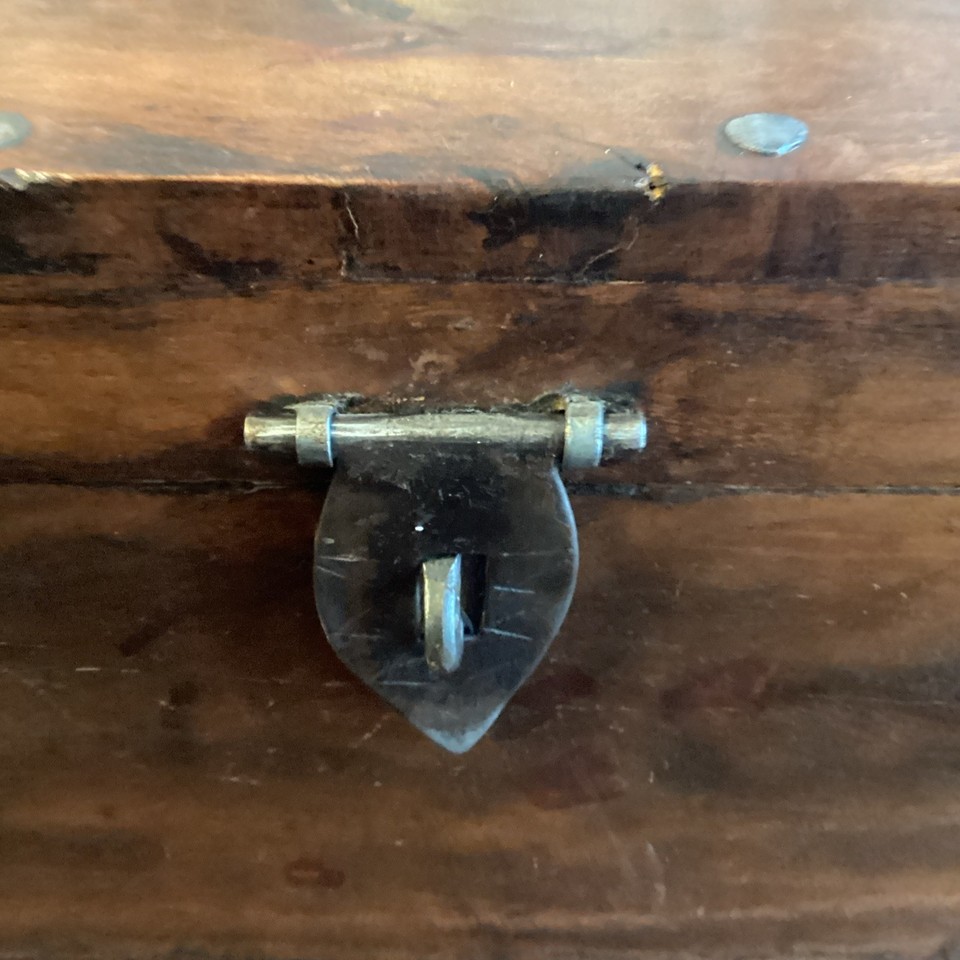 Beautiful Handmade Large Wooden Box Antique Vintage Carrying Handles ...