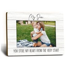 Mom Son Picture Frame 4x6, Dad Son Wooden Picture Frame, Christmas Birthday son