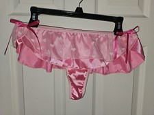 Vintage Girly Glossy Satin String Skirt Panties. Size Small.