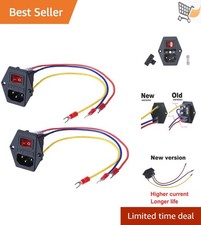 15A 250V Rocker Switch Power Socket Inlet Module 3 Pin 2pcs