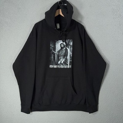 Vintage Style Jesus Hoodie Black REV 3:20 XL Christian Streetwear