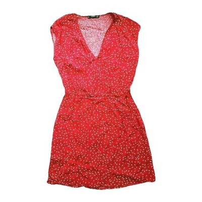ASOS MANGO Basics Women's Size 4 Red Shift Dress Elastic Waist V Neck Cap Sleeve