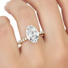 IGI 1.45Ct Oval Lab Grown Diamond Solitaire Halo Engagement Ring 14K Yellow Gold