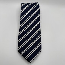 Place Est. 1989 Boys Navy Blue  White Striped Polyester Tie 2.75  x 47    T21 