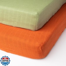 Salt Earth 100 Organic Cotton Muslin Standard Fitted Crib Sheet, 52"x28", 2