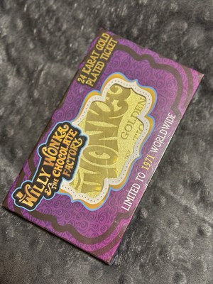 Willy Wonka 24 Karat Gold Plated Ticket   Limitiert auf 1971 Stück   Neu & OVP