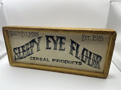 Vintage Wooden Sign  Sleepy Eye Flour  MN Reproduction 1988 Trails End Art