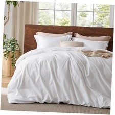 100 Washed Cotton Duvet King 104" x 90" 05 - Bright White No Comforter 