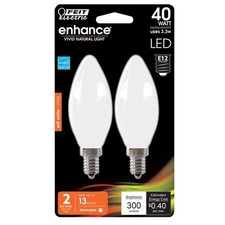 Feit Enhance B10 E12 Candelabra Filament LED Bulb Soft White 40 Watt Equivalen