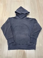 Vintage 50s/60s Sweatshirt Thermal Waffle Hoodie Navy Distressed double face