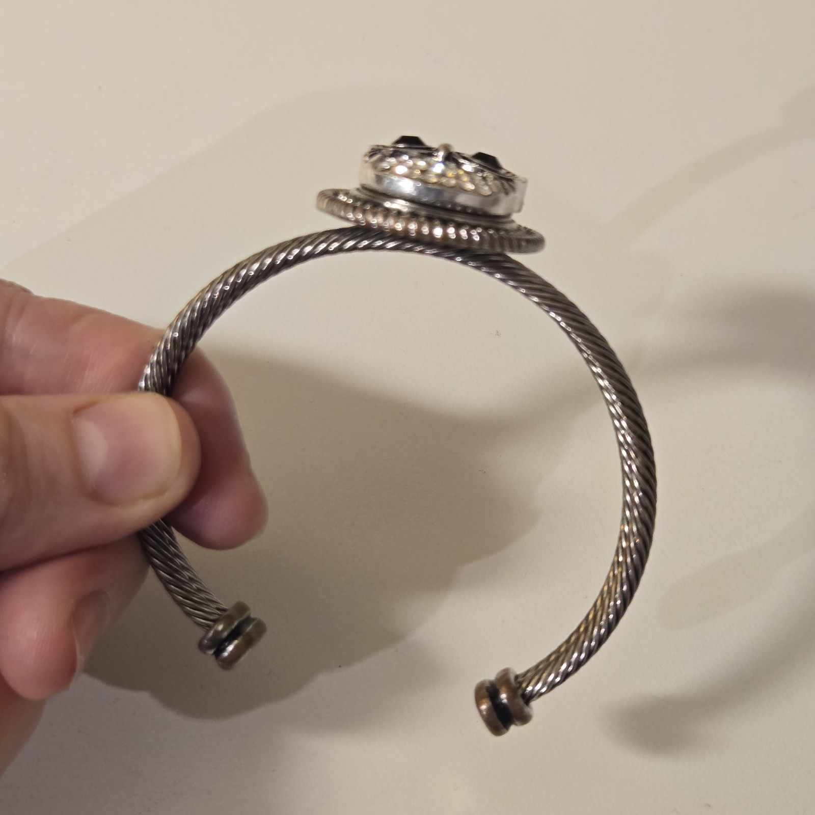 Silver tone Snap Button Bracelet Cuff Vintage Y2k… - image 3