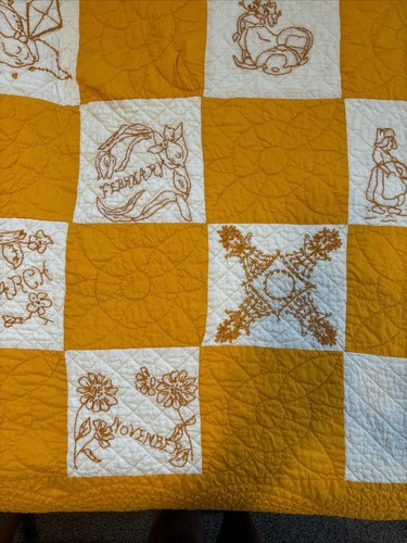 Familienalbum Quilt bestickt Tage Monat Windmühle niederländische skandinavische Tiere - Bild 13 von 24
