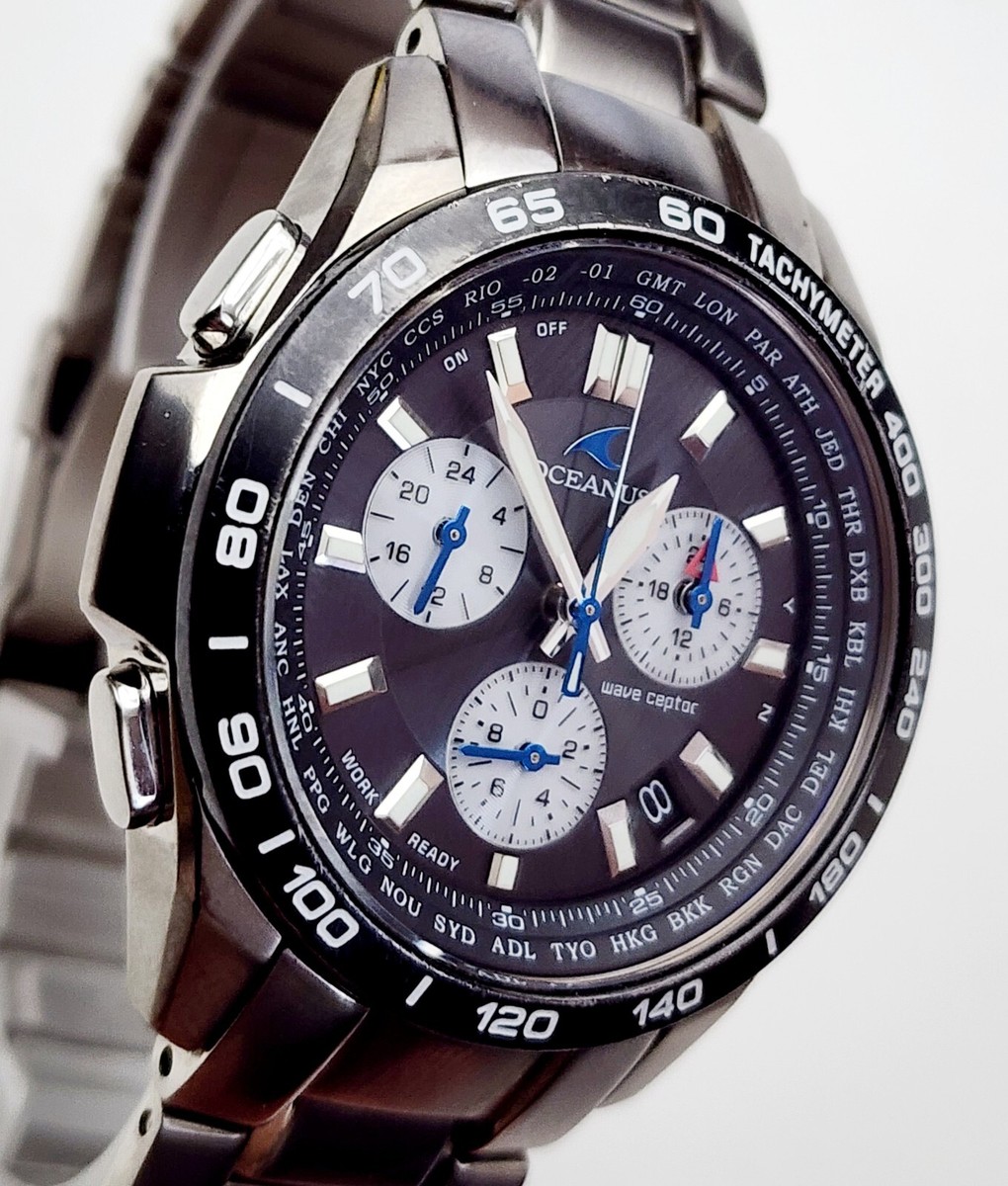 大人 可愛い 服 Mens JAPAN SOLAR TITANIUM ALARM CHRONOGRAPH Watch CASIO OCEANUS