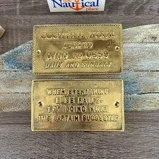 Nautical Signs - Solid Brass - Captain Suggested, Cocktail Hour - Nautical Decor