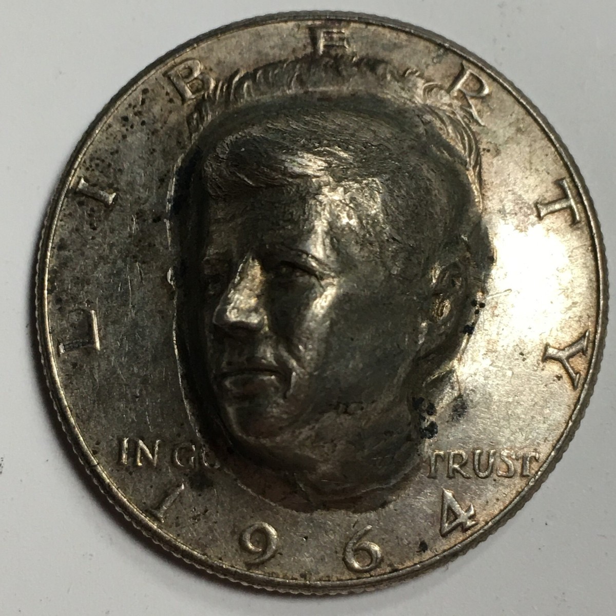 1964 Kennedy Half Dollar - 3D Stamped Raised JFK Bust - 90