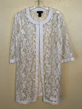 Beautiful Ivory Lace Jacket - Investments Size XL Holiday/Party/Wedding 