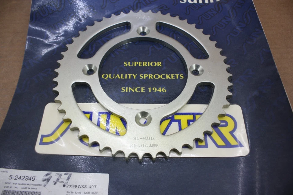 1993-2011 YAMAHA YZ80 YZ85 АЛЮМИНИЕВАЯ ЗАДНЯЯ ЗВЕЗДОЧКА 428 49T SUNSTAR СДЕЛАНО В ЯПОНИИ - Изображение 3 из 4