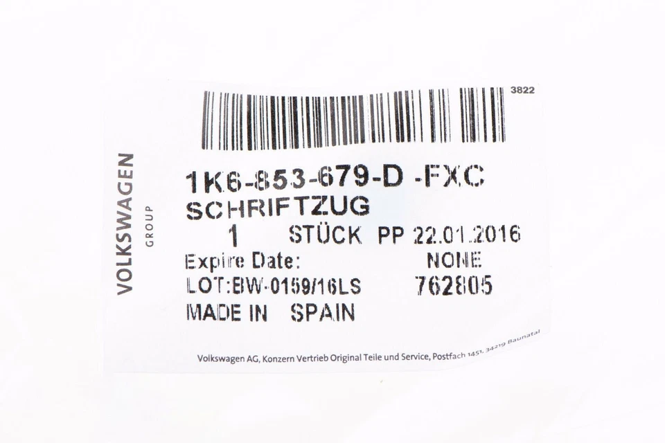 Placa de identificación emblema parrilla delantera OEM NUEVA VW Volkswagen 2006-2011 GTI 1K6853679DFXC Foto 2 de 4
