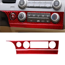 2Pcs Red Carbon Fiber Interior Climate Control Cover Trim For Honda Civic