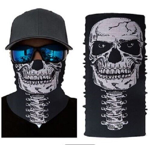 Skull Smiling Tube Bandanna Scarf Neck Gaiter Head Face Mask Multi-use Outdoor - Picture 13 of 16