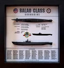 Balao Class Submarine Shadow Display Box, WW2, 9" x 9", Black, Large