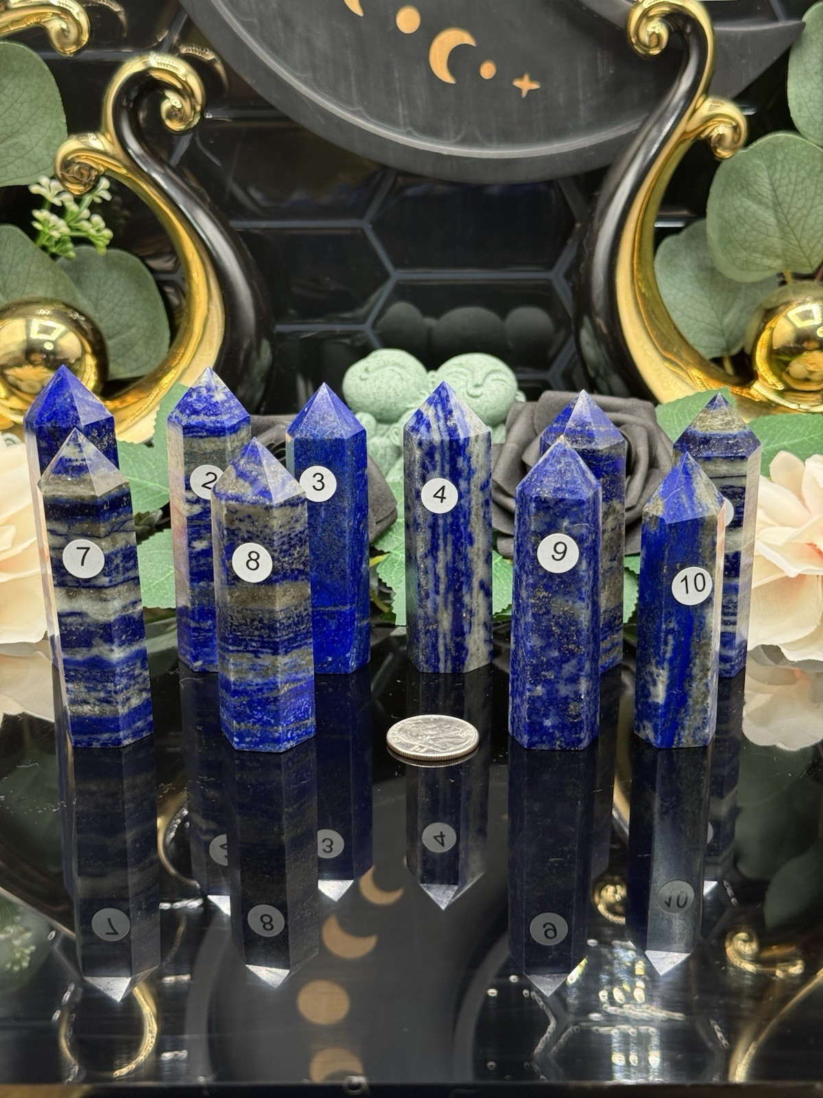 Natural Ancient Lapis Lazuli Points Blues Pyrite Free shipping