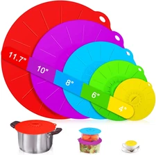 Silicone Lids - 5 Pack Heat Resistant Microwave Splatter Cover, Reusable Silicon