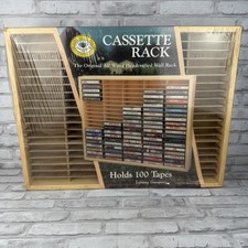 Napa Valley 100 Cassette Tape Holder Wood Wooden Wall Display Rack Storage NOS