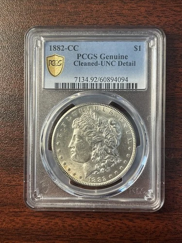 1882-CC Silver Morgan Dollar Carson City Mint PCGS UNC Details Cleaned