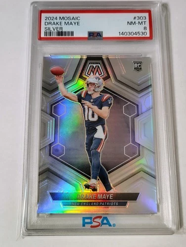 2024 Panini Mosaic Rookies Silver Prizm Drake Maye #303 PSA 8 Rookie RC
