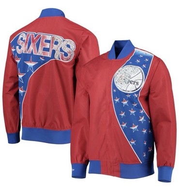 Philadelphia 76ers Mitchell & Ness Hardwood Warm Up Full Snap Jacket Red XL