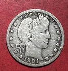 1901 US Barber SILVER Quarter "Philadelphia" Mint! Very Good! Old US Coin!