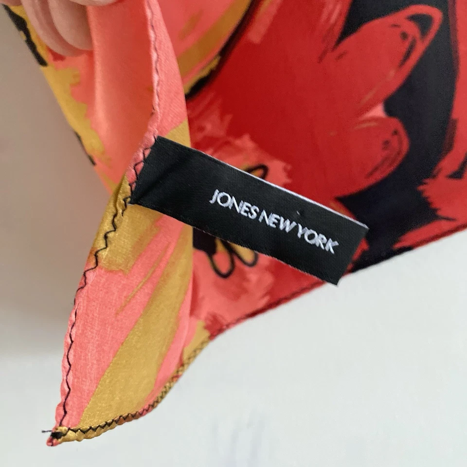 琼斯纽约丝绸围巾抽象花卉五颜六色的艺术商业生涯学院风 — 第 4/4 张图片