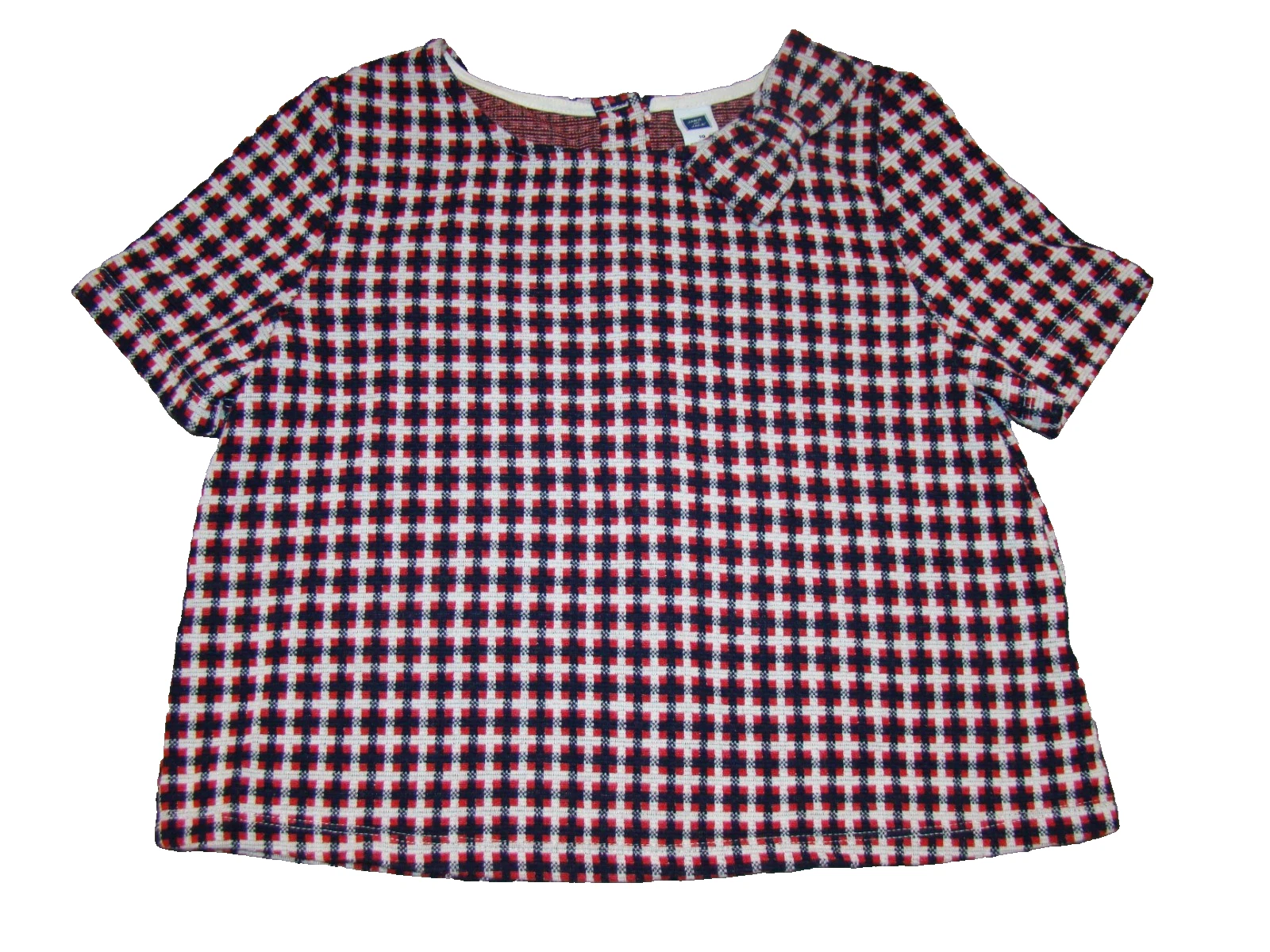 JANIE AND JACK Girls Size 10 Jacquard Check Bow Top Shirt
