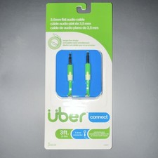 Uber 3.5mm Flat AUX Audio Cable 3ft Green White Universal 12587