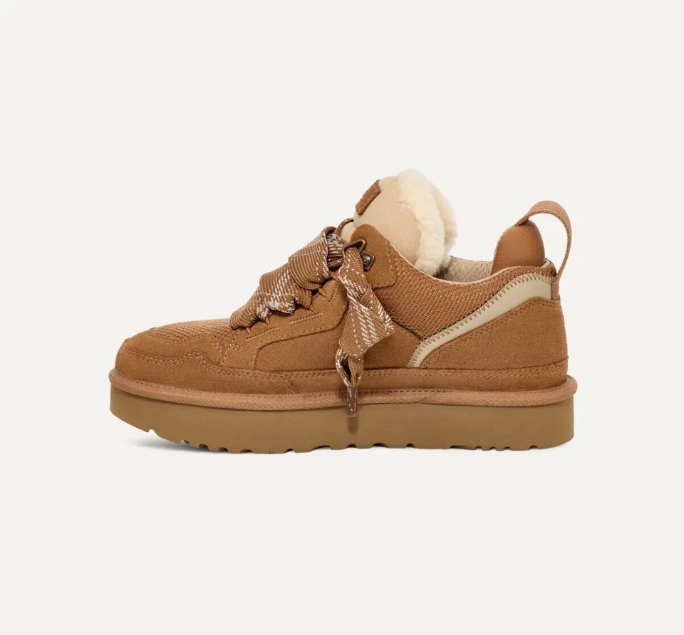 2025 UGG Lowmel Brown Suede Sheepskin Trainers Woman Christmas Gifts - Image 3 of 4