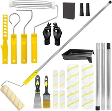 18-Piece Paint Roller Kit with 3.3ft Extension Pole, 4" & 9" Yellow 