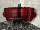 Anchor Hocking Royal Ruby Ribbed Glass Rectangular Dish Relish Cranberry Vintage