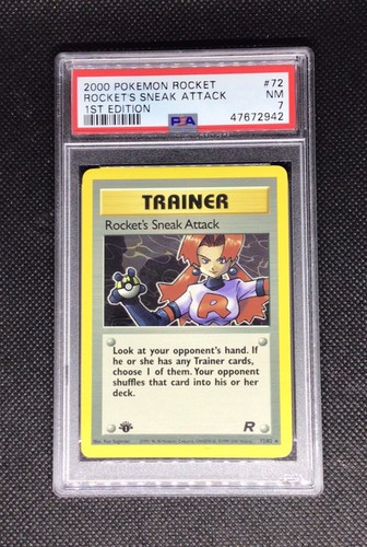 PSA 7 2000 Rocket's Sneak Attack Non Holo 1st Edition Team Rocket Pokemon NM - Picture 1 of 2
