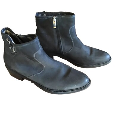 ARA Faux Suede Black BOOTIES,Plaid Flannel Lined, Women s UK SZ 6.5, US SZ 8**